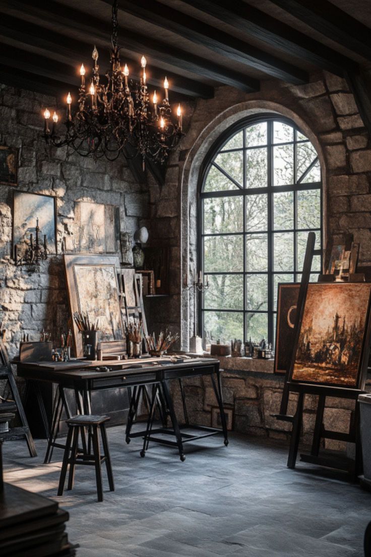 Dark studio workspace